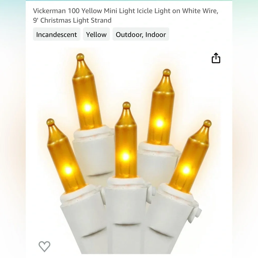 NWOT 100lt yellow icicle set white white plug 9 long 4 spacing 5.5 drop🎄🎆